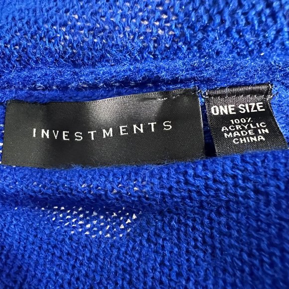 Like new Investments Royal Blue 3-Way Topper Poncho Sweater One Size - Picture 4 of 5